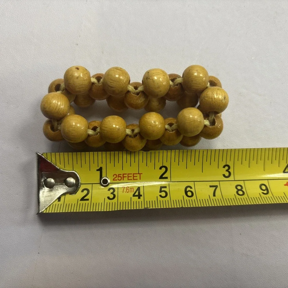 Set of 11 Blonde Wood Beaded Napkin Ring Holders Beachy Coastal Table Boho Decor